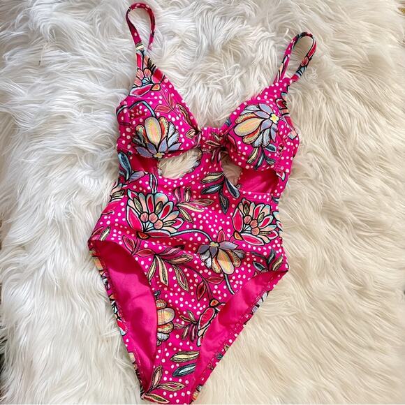 Tabitha Brown x Target Pink Floral One Piece Cutout Swimsuit Swim Suit XXS new - Picture 1 of 12